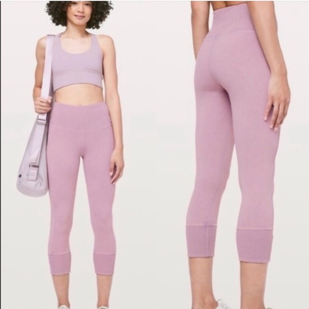 Lululemon Wunder Under cropped 23” acid wash Antoinette pink leggings - size 4